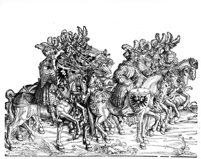 Diez músicos, del desfile triunfal de Maximiliano I, c.1517 de Hans Burgkmair